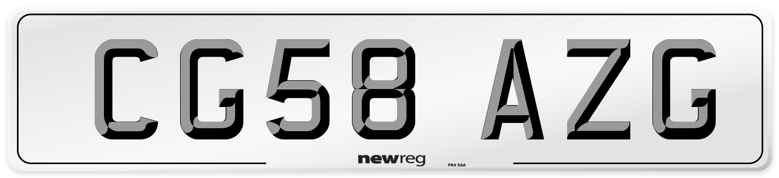 CG58 AZG Number Plate from New Reg